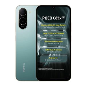 POCO C85X 5G Smartphone, Emerald Green, 4GB RAM, 64GB Storage